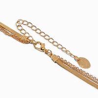 Gold-tone Pearl Multi-Strand Chain Necklace