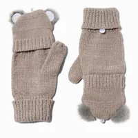 Claire's Club Gray Koala Convertible Gloves