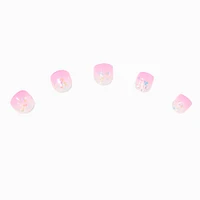 Claire's Club Pink Glitter Ombre Vegan Press On Faux Nail Set - 10 Pack