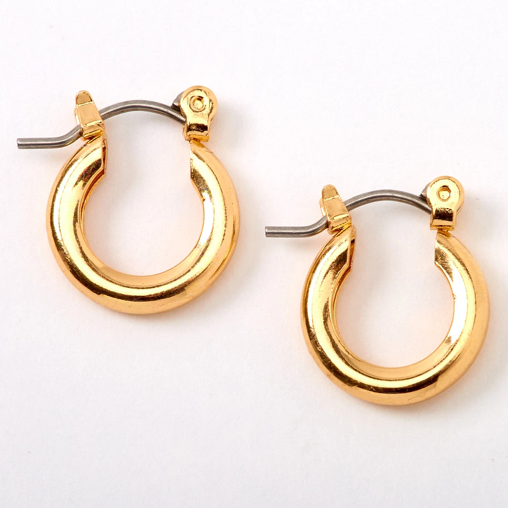 Gold-tone 10mm Tube Hoop Earrings