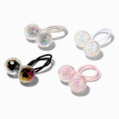 Claire's Club Edgy Iridescent Knocker Bead Hair Ties - 4 Pack