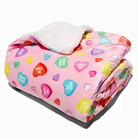 Valentine's Day Candy Heart Sherpa Blanket