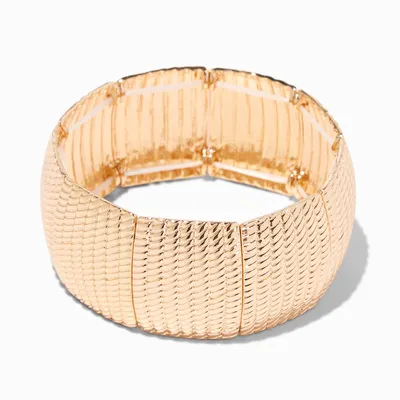 Gold Textured Band Stretch Bracelet