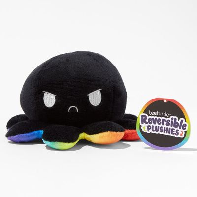 TeeTurtle™ Reversible Plushies Rainbow & Black Octopus