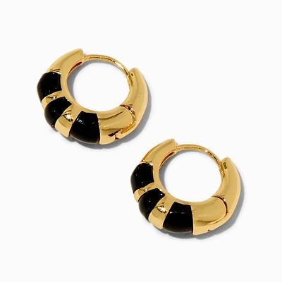 JAM + RICO x Claire's 18k Yellow Gold & Black Colorblock Hoop Earrings