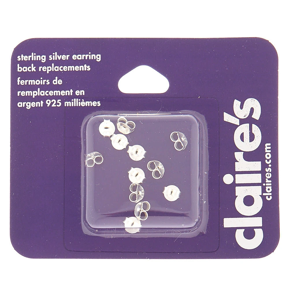 Sterling Silver Earring Back Replacements - 12 Pack