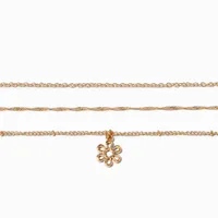 Claire's Recycled Jewelry Gold-tone Daisy Chain Bracelets - 3 Pack