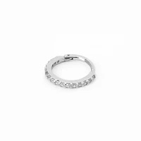 Silver-tone Stainless Steel 18G Embellished Tragus Hoop Earring