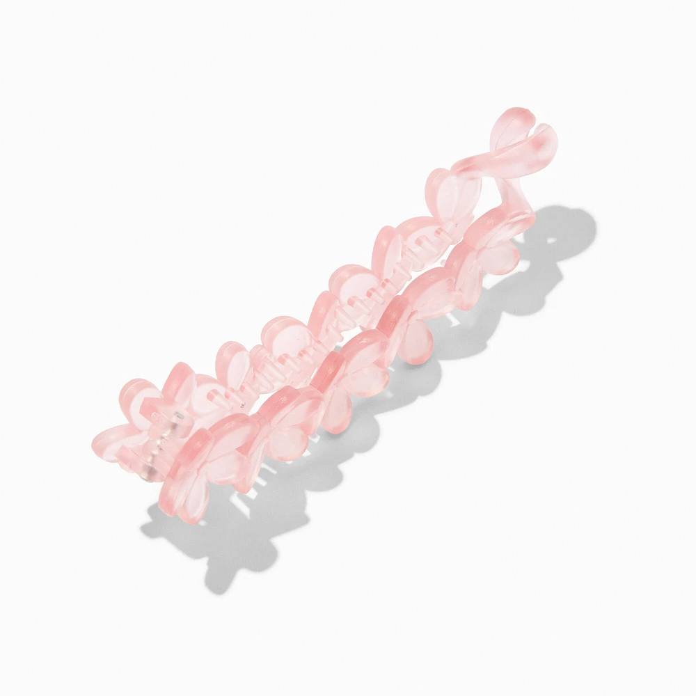 Matte Pink Flower Banana Hair Claw Clip