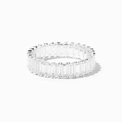 C LUXE by Claire's Sterling Silver Plated Cubic Zirconia Eternity Ring
