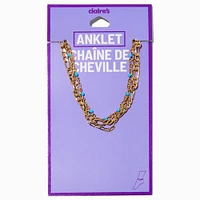 Gold-tone Turquoise Multi-Strand Chain Anklet