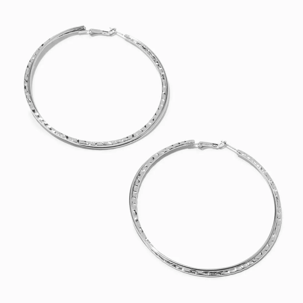 Women's Silver 80mm Large Hoop Earrings