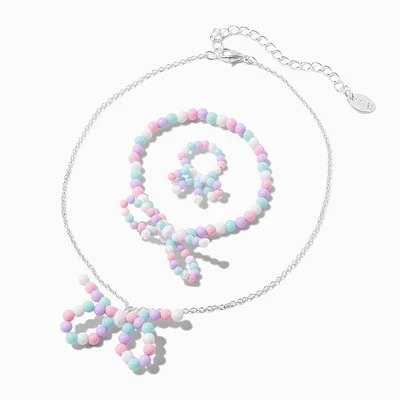 Claire's Club Pastel Bow Beaded Jewelry Set - 3 Pack