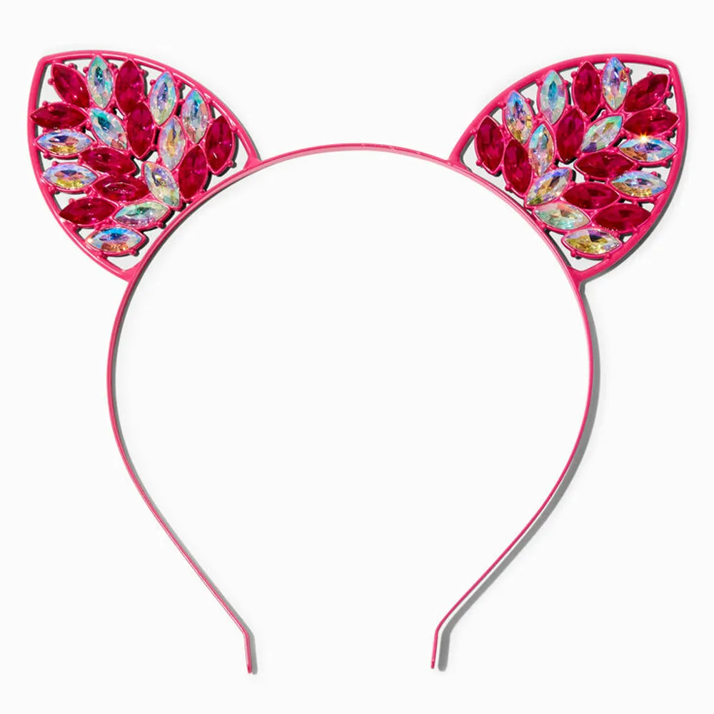 Pink Gemstone Cat Ears Headband