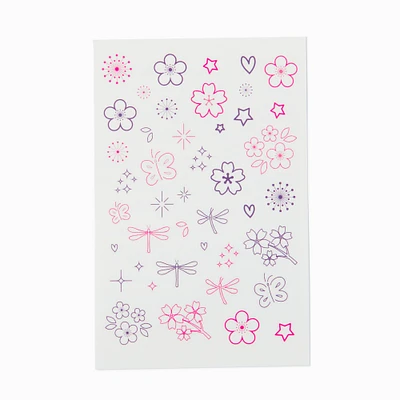 Pink & Purple Floral Temporary Tattoos