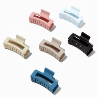 Muted Rectangle Hair Claw - 6 Pack