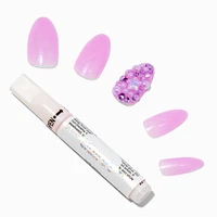 Extra Bling Stars Purple Stiletto Vegan Faux Nail Set - 24 Pack