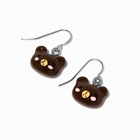 Brown Teddy Bear Head Drop Earrings