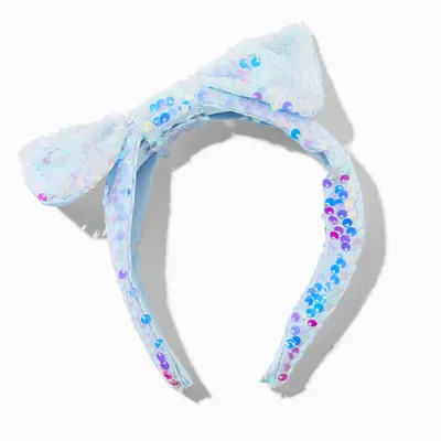 Blue Holographic Sequin Bow Headband