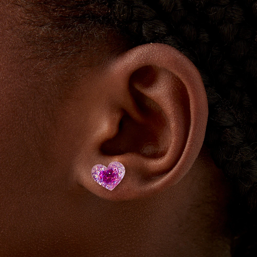 Pink Heart Acrylic Stud Earrings