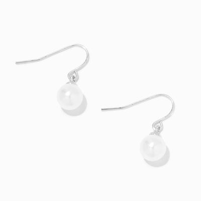 White Pearl 0.5" Silver-tone Drop Earrings