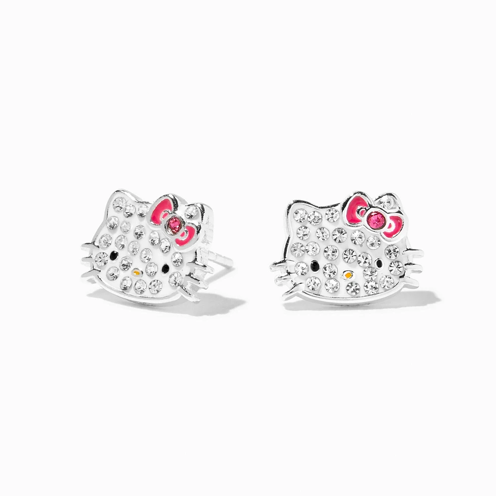 Sterling Silver Hello Kitty® Pavé Crystal Stud Earrings