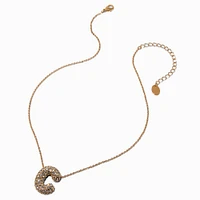 Gold-tone Pavé Bubble Initial Pendant Necklace