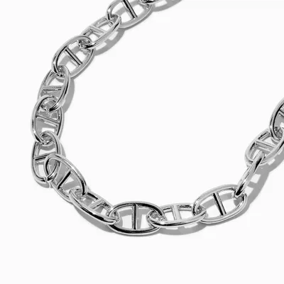Silver-tone Chunky Pop Tab Chain Necklace