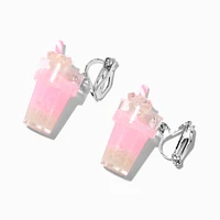 Pink Milkshake Glow In The Dark 1" Clip-On Drop Earrings