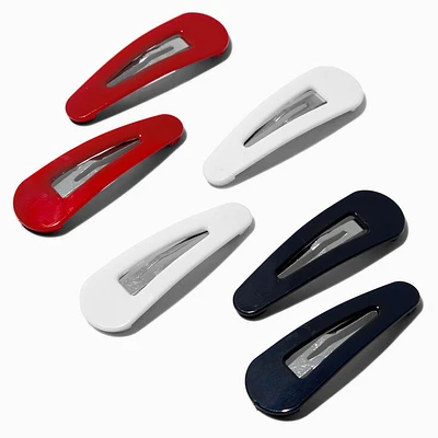 Red, White & Blue Snap Hair Clips - 6 Pack
