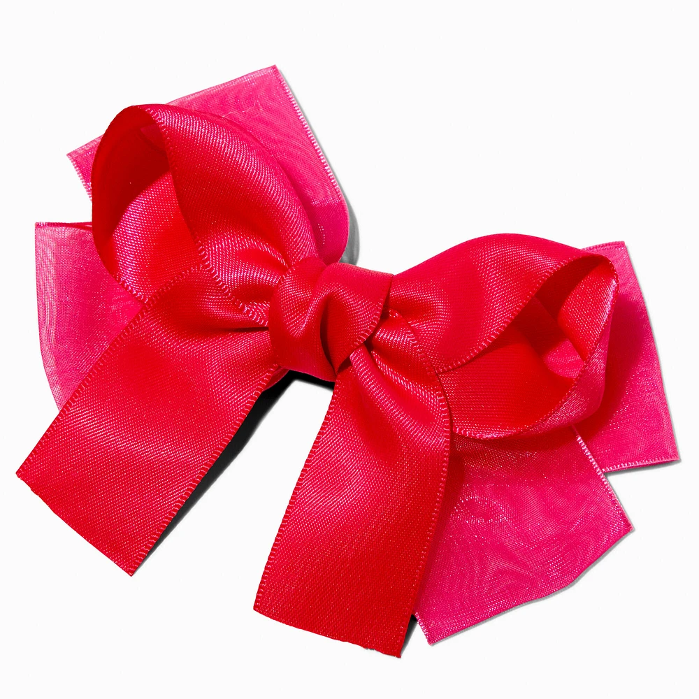 Claire's Club Hot Pink Satin Chiffon Hair Bow Clip