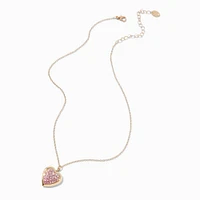 Pink Pavé Heart Locket Pendant Necklace