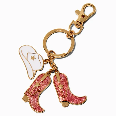 Pink Cowgirl Boots Keychain