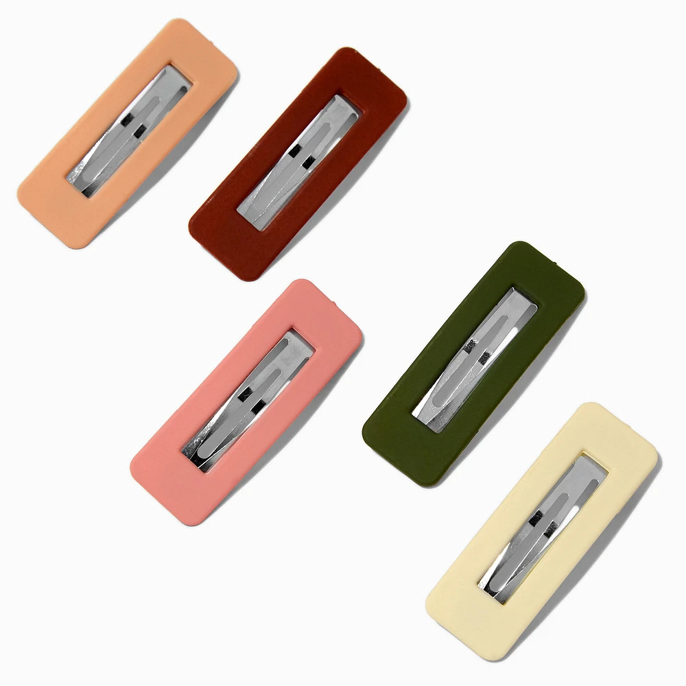 Boho Neutral Rectangular Snap Hair Clips - 5 Pack