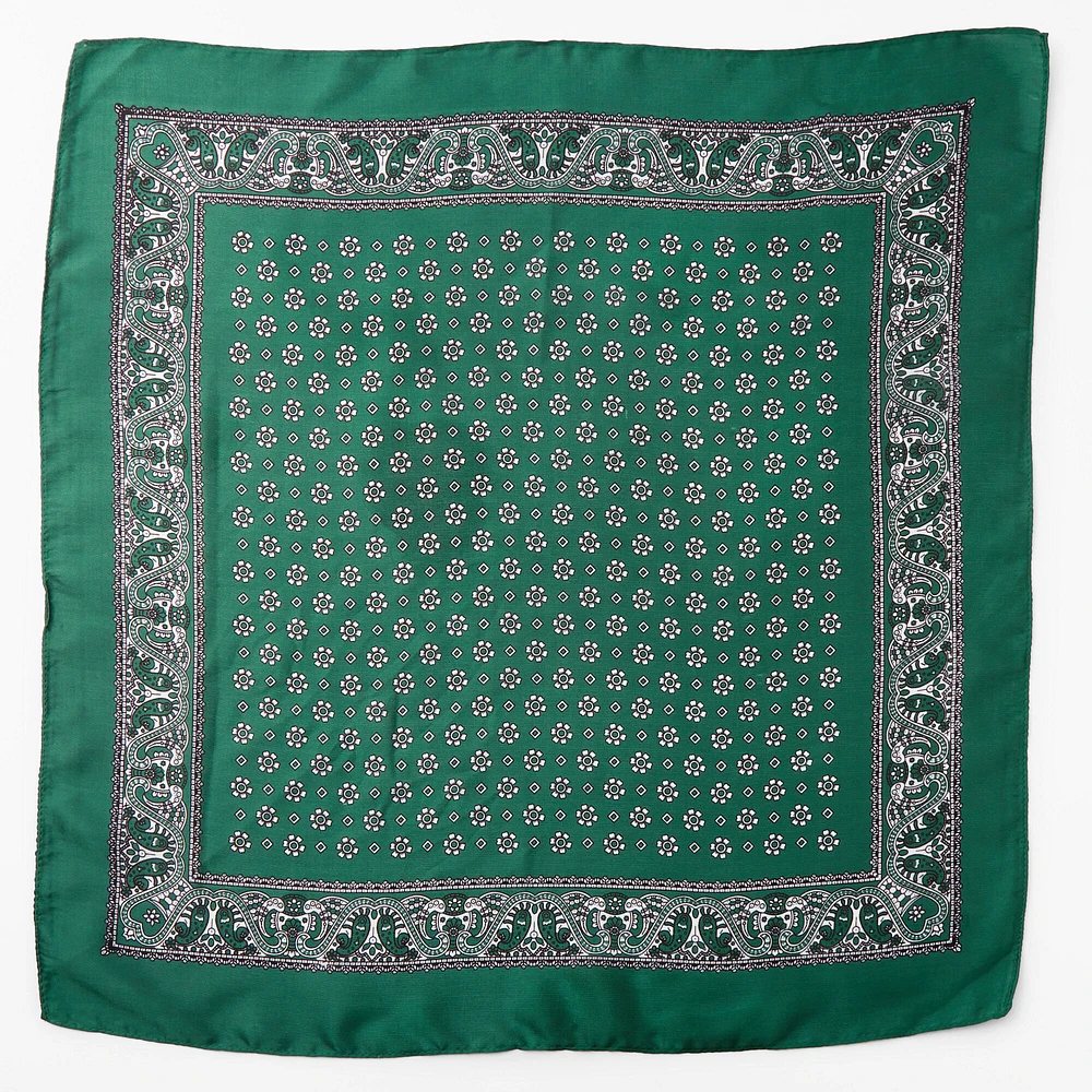 Hunter Green Paisley Silky Bandana Headwrap