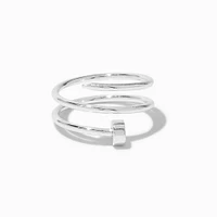 Silver-tone Twisted Nail Rings - 5 Pack