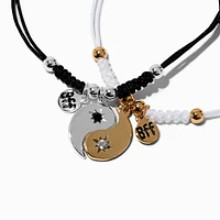 Best Friends Split Black & White Yin Yang Pendant Cord Necklaces - 2 Pack