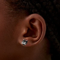 Black Crystal Cat Stud Earrings