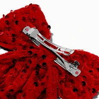 Red Sequin Hair Bow Clip