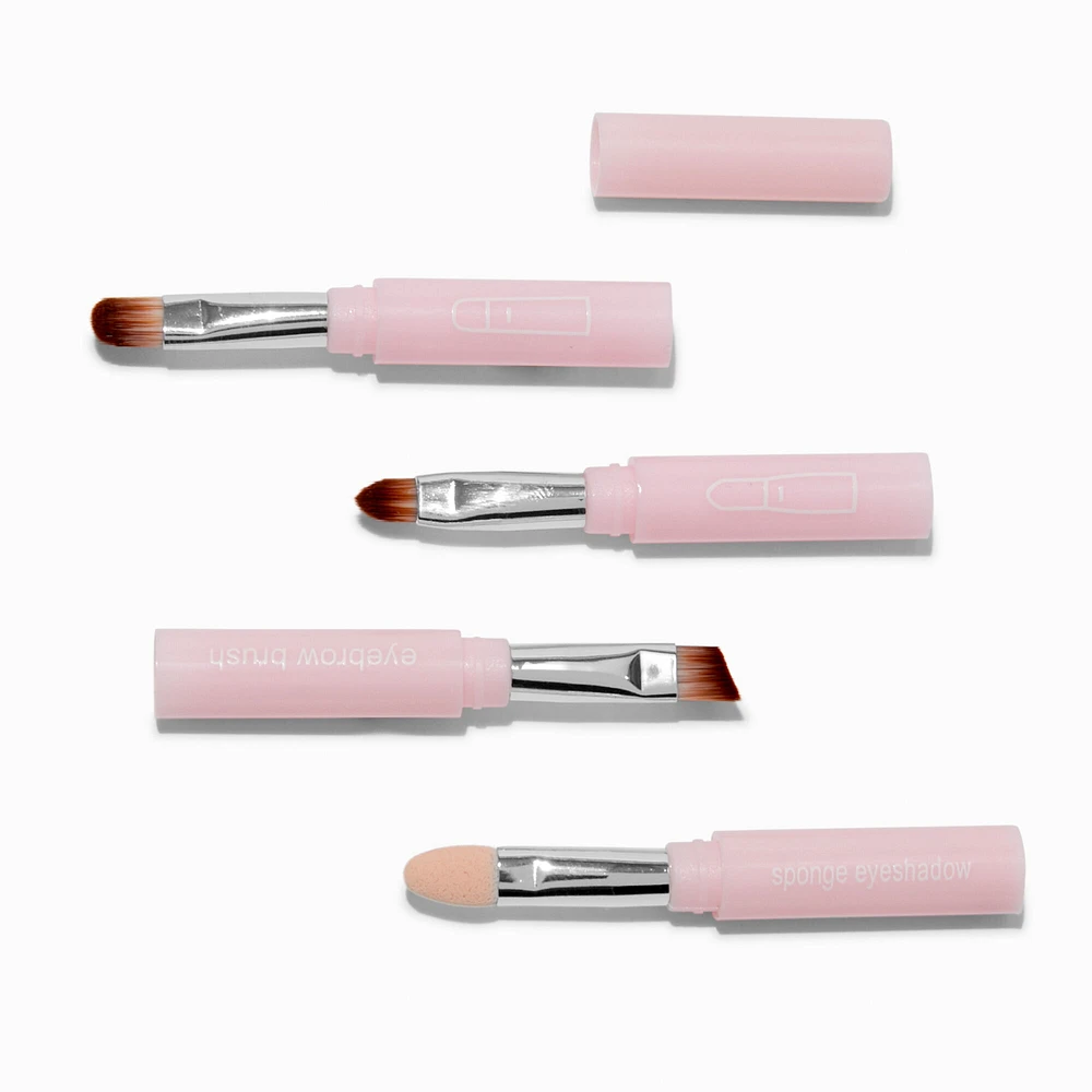Pink Travel 4-in-1 Makeup Brush Set - 4 Pack