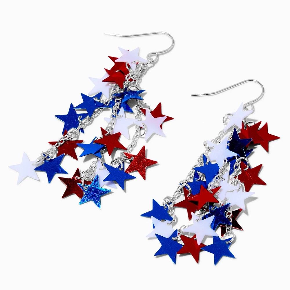 Red, White, & Blue Foil Stars Drop Earrings