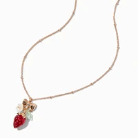 Gold-tone Strawberry Charm Pendant Necklace