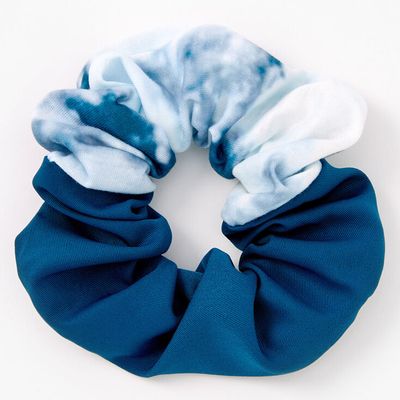 Tie Dyed Zip Pocket Hair Scrunchie - Blue