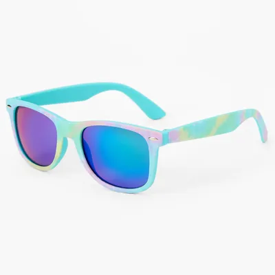 Aqua Tie Dye Mirrored Sunglasses