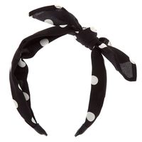 Polka Dot Bow Headband - Black
