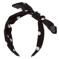 Black & White Polka Dot Bow Headband
