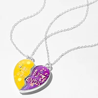 Best Friends Purple Glitter Color-Changing Split Heart Necklaces - 2 Pack