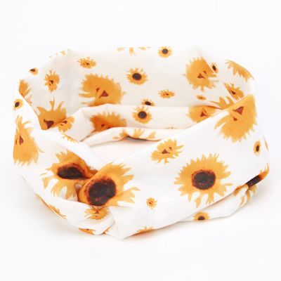 Sunflower Twisted Headwrap - White