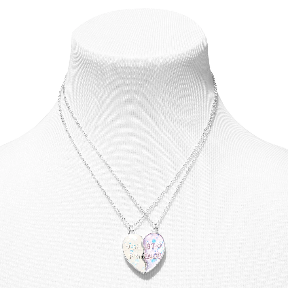 Best Friends Purple Glitter Color-Changing Split Heart Necklaces - 2 Pack