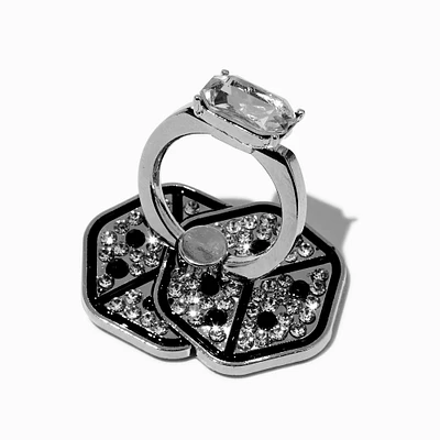 Silver Glitter Dice Ring Stand
